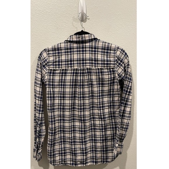 MADEWELL Slim Fit Plaid Blue White Button Down Shirt - Picture 3 of 3